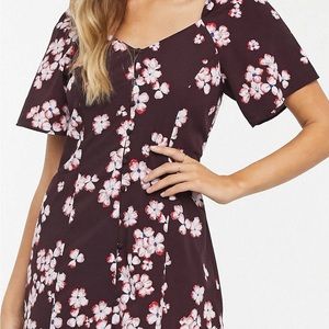 (2/$25) Vero Moda square neck floral button thru dress